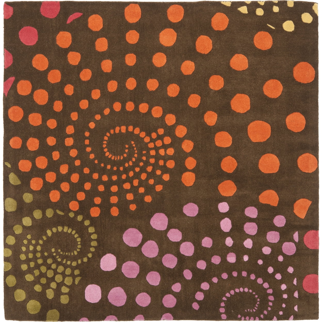 SAFAVIEH Soho Roden Polka Dots Wool Area Rug, Brown/Multi, 2' x 3'