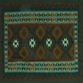 thumbnail image 1 of Ahgly Company Machine Washable Indoor Square Southwestern Turquoise Blue Country Area Rugs, 3' Square, 1 of 4