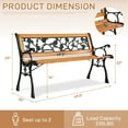 thumbnail image 6 of Ktaxon 49" Patio Furniture Rose Style Park Hardwood Bench Bronze, Wooden Bench, Outdoor Bench for Garden, Entrance, Lawn, Park, 6 of 10