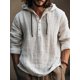 thumbnail image 1 of QUTETN Spring And Summer Solid Color Shirt, And Linen, Buttons, Drawstring, Long Sleeved Hooded Sweatshirt, Daily Casual Wear, Jogging, Men'S Clothing, 1 of 4