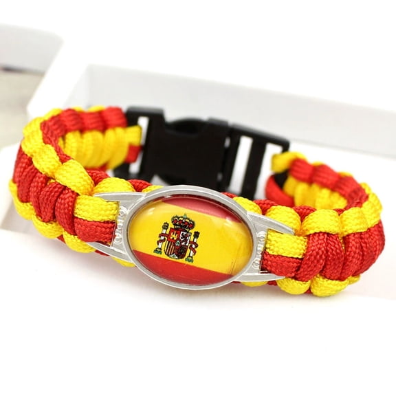 Uijokdef Country Flag Paracord Survival Bracelet, Color Woven Design, 8-10 Inches Length, Alloy Metal Buckle