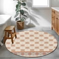 thumbnail image 3 of Round Rug 4Ft Washable Non-Slip, Orange Floral Circle Area Rugs for Living Room Bedroom, Country Boho Ethnic Art Flowers Motifs Indoor Floor Mats Carpet Runner for Home Decor Aesthetic, 3 of 8