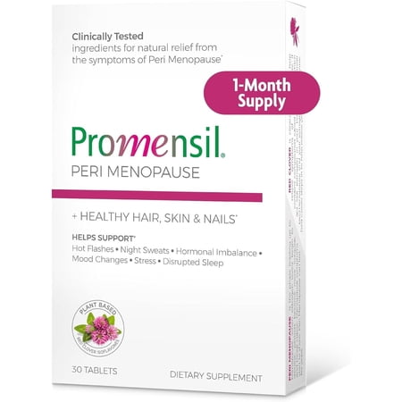 Promensil Perimenopause Supplements for Women Red Clover, Isoflavones, & Vitamins, Hot Flashes, Night Sweats, & Restlessness Support, Contains Biotin & Vitamin D - 30 Tablet Count