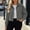 Gray women long sleeve crop top a1, variant on Women Fall Winter Long Sleeve Button Down Crop Top Jacket Collared Open Front Casual Solid Basic Blazer Trendy Office Outfits, Gray S