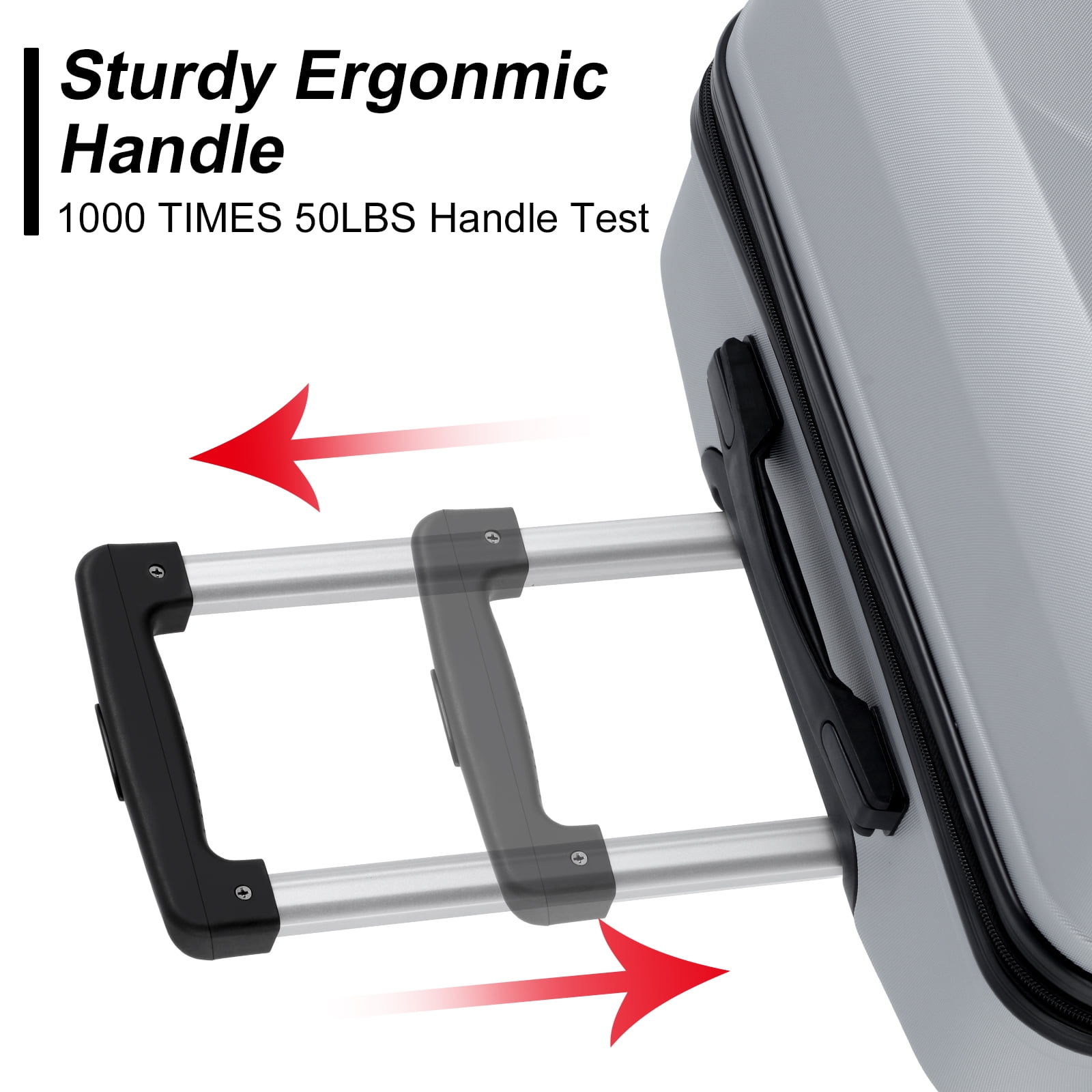 Luggage Sets 3 Pieces Durable Lightweight Luggage Silver 20"24"28"