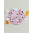 thumbnail image 4 of Halloween Infant Baby Girls Boys Romper Long Sleeve Ghost/Pumpkin/Floral Print Sweatshirt Jumpsuits, 4 of 10