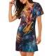 thumbnail image 2 of Fotbe Vibrant Rooster Painting Bata de Dormir para Mujer con Estampado, Camisón de Algodón de Manga Corta, Ropa de Dormir Casual, 2 of 6