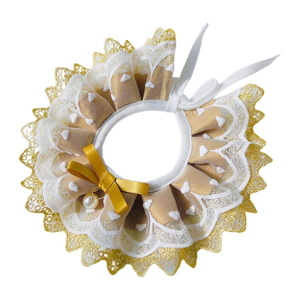 Collar para gatos, babero para cachorros, accesorios para mascotas, collar con babero de encaje para mascotas, bufanda para mascotas Amarillo