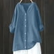 thumbnail image 1 of Blusas para mujer,Blusa tipo túnica de lino con cuello en V para mujer, manga larga, corte holgado, informal, de verano, suave tela de lino y algodón, sopatenor, 1 of 7