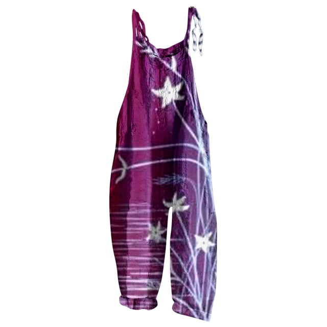 Gibobby Mono Corto Informal Mujer Primavera Verano Casual Moda Pantalones sin mangas Mono Estampado floral Vendaje Bolsillo Mono(Morado, XXL)
