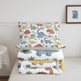 thumbnail image 5 of Manfei Cute Cartoon Dino Animals King Size Comforter Sets,Fantasy Grass Comforters King Size,White Gray,Light Gray Reversible,3pcs,1 Comforter and 2 Pillowcases, 5 of 7