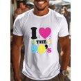thumbnail image 1 of Camiseta gráfica para hombre "Me encantan los 90": camiseta informal de manga corta para verano, tela de algodón transpirable, lavable a máquina. Para adultos, hombres, mujeres, adolescentes, jóvenes., 1 of 4