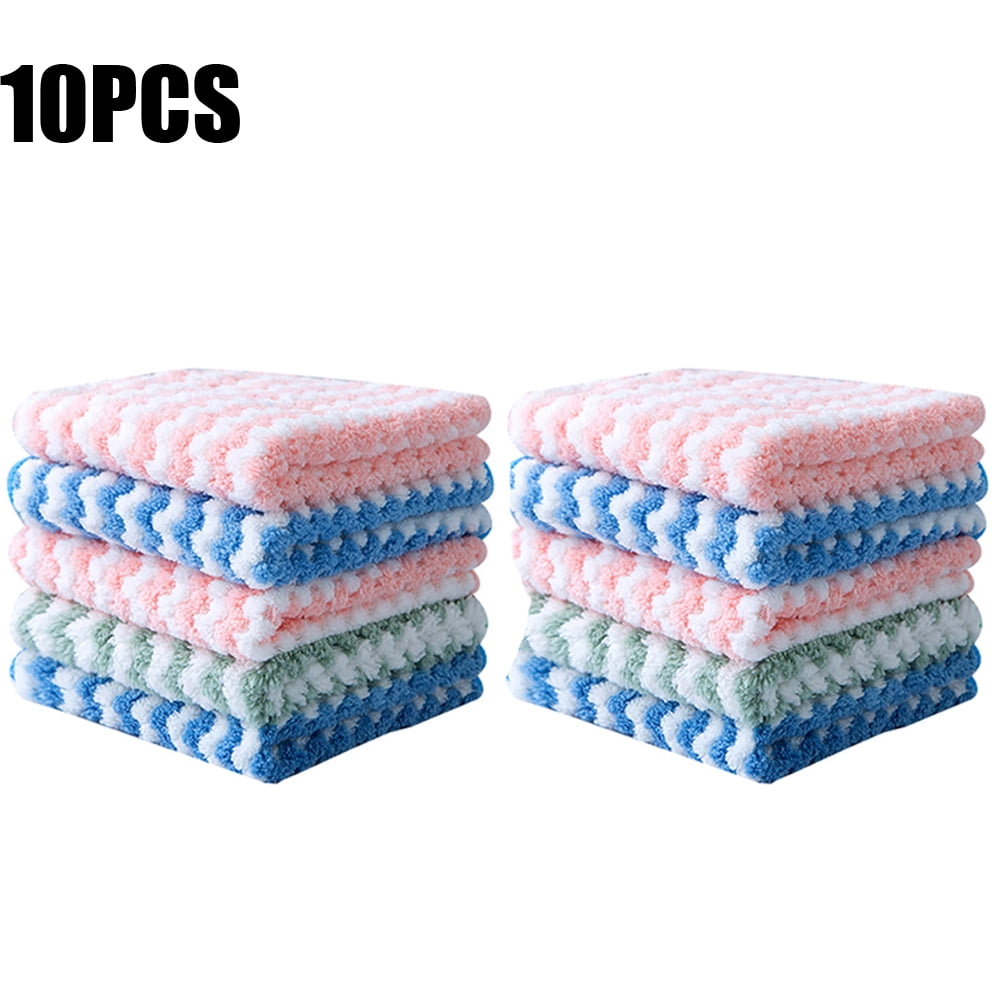 1PC Soft Kitchen Dishcloths No Odor Reusable Dish Towels Free Nonstick Oil Washable Cleaning Cloths Rags Dish Cloths Absorbent Coral Fleece Cleaning Wipes No Water Mark 