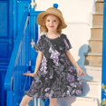 thumbnail image 6 of FORMRS Girls Short Sleeve Dress Summer Casual Round Neck A-line Beach Sundress, Sizes 2T-8T, Light Purple Flowers, 6 of 8