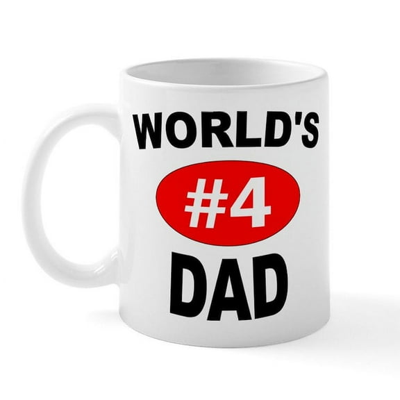 CafePress - World's #4 Dad | Mug - 11 oz Ceramic Mug - Novelty Coffee Tea Cup