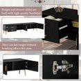 thumbnail image 3 of TV Stand with Storage for TVs up to 77 in, Modern TV Stand for Media, Mid Century TV Stand & Entertainment Center with 5 Champagne Legs, Wood TV Console Table for Living Room (Black), 3 of 9
