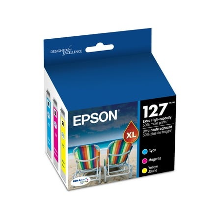 Epson T127520-S (127) DURABrite Ultra Extra High-Yield Ink, Cyan/Magenta/Yellow, 3/Pack