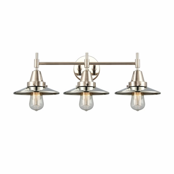 447-3W-PN-M1-PN-Innovations Lighting-Railroad - 3 Light Bath Vanity-7.25 Inches Tall and 26 Inches Wide-Polished Nickel Finish-Polished Nickel Shade