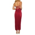 thumbnail image 5 of ZAXARRA Women's Summer Satin Strapless Dress Backless Bodycon Wedding Cocktail Party Maxi Dresses, 5 of 5