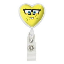 SpongeBob Nerd Face Heart Lanyard Retractable Reel Badge ID Card Holder