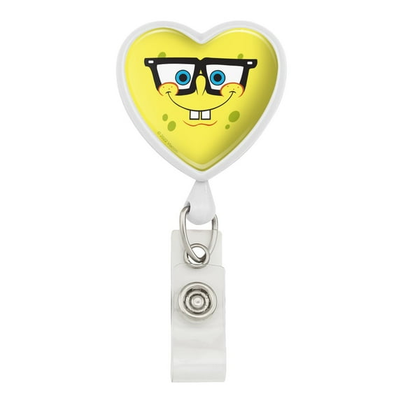 SpongeBob Nerd Face Heart Lanyard Retractable Reel Badge ID Card Holder