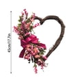 thumbnail image 5 of Bxaolu 18 Inch Valentine Heart-Shaped Wreath, Pink Flower Bow Tie Heart Green Leaf Decor for Front Door Window Wall Porch Indoor Mantel Wedding Anniversary Dinner Gift, 5 of 6