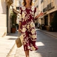 thumbnail image 7 of QUNYINEY Beach Women's Summer Dresses Short Sleeve Floral Midi A Line Dress Flowy Loose Fit Crew Neck Vacation Dresses, 7 of 7