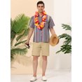 thumbnail image 3 of Lars Amadeus Men's Short Sleeve Button Down Stripes Color Block Printed Shirts S Purple Green, 3 of 6