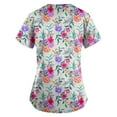 thumbnail image 3 of ADSSDQ Women's V-Neck Scrub Top,Floral Print Nursing Scrubs for Women,Summer Short Sleeve Workwear Nurse Uniforms Scrub Tops with Pockets Mint Green 5XL, 3 of 3