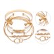 thumbnail image 4 of Pulsera de hojas huecas geométricas de 5 uds, pulsera de cadena de hojas con patrón dorado de aleación para mujer, 4 of 10
