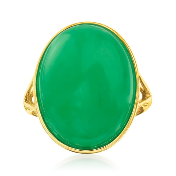 Ross-Simons Jade Ring in 14kt Yellow Gold, Women's, Adult