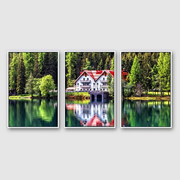 IDEA4WALL Framed Canvas Wall Art for Living Room, Bedroom Beautiful Nature Norway Landscape Canvas Prints for Modern Home Decoration Ready to Hang - 24"x36"x3 Panels