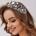 thumbnail image 5 of Diadema barroca adornada con cristales, bandas anchas de terciopelo enjoyadas, ropa brillante para fiesta de bodas, 5 of 5