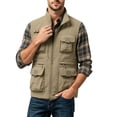 thumbnail image 2 of Gealkoca Men's Vest with Multi Pockets Breathable Lightweight Outdoor Cargo Vest Solid Color Stand Collar Jacket Men's Travel Sports Workout Vest, 2 of 7