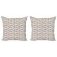thumbnail image 1 of Ambesonne Tea Party Throw Pillow Cover 2 Pack, English Breakfast Waffle, 16", Violet Blue Khaki, 1 of 2