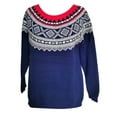 thumbnail image 5 of sususu Womens Fair Isle Sweater Casual Knitted Sweater Colorful Striped Long Sleeve Crewneck Pullover Jumper Top,A04-Dark Blue,XXXXL, 5 of 5