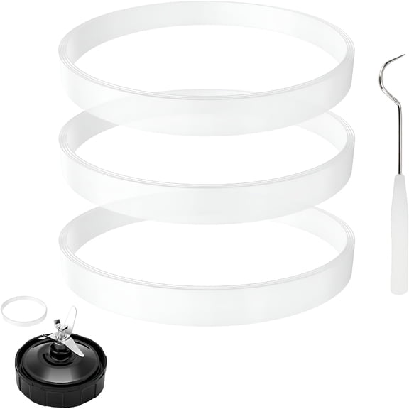 ICERUN 3 Pack Rubber Gaskets Replacement Seal, White Ring for Nutri Blender Auto-Iq Pro Extractor, 3.94 Inch Gaskets with Removal Tool