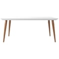 thumbnail image 6 of Pemberly Row Solid Wood 71" Glass Top Dining Table in White Gloss & Maple Cream, 6 of 7