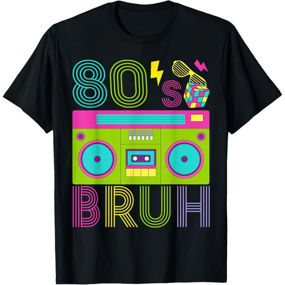 Velto Retro 80s BRUH Outfits For Boys 1980s Party Outfit Eighties T-Shirt All Size S-5XL