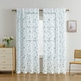 thumbnail image 5 of Leaf Embroidered Sheer Curtains, Translucent Light-Filtering Window Panel, Large Decorative Drape for Living Room and Bedroom Window Treatment(Blue), 5 of 6