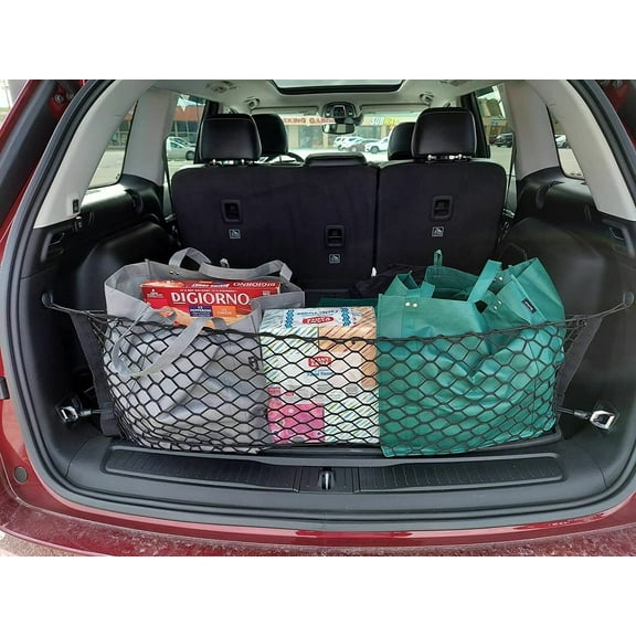 EACCESSORIES EA Rear Trunk Organizer Cargo Net for Jeep Grand Cherokee L WL 2021-2023 – Envelope Style Cargo Net for SUV – Premium Mesh Car Trunk Organizer – Compatible with Grand Cherokee L WL