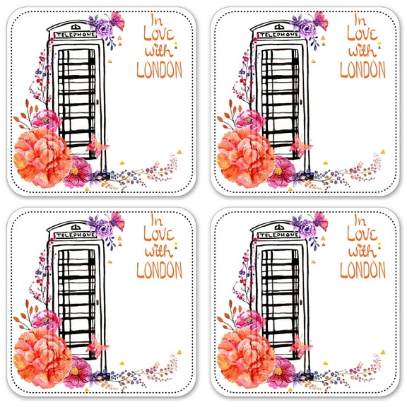 Vinyl Drink Coasters - Set of 4 - In Love with London