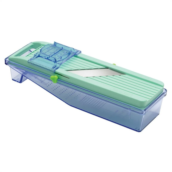 Benriner Mandoline Slicer with Collection Tray and 4 Blades, Japanese Stainless Steel, BPA Free