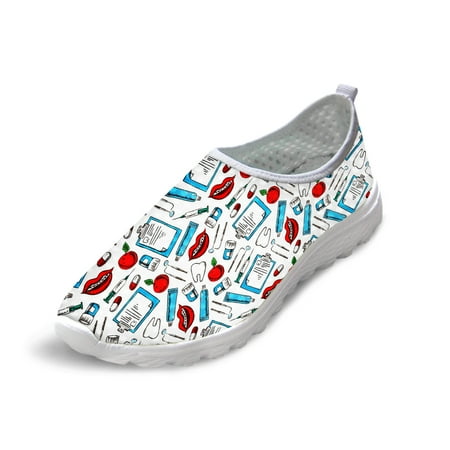 

Cute Nurse Doctor Medical Print Casual White Sneakers For Women Jogging Shoes Slip On Flats Lady Sports Shoes Summer Loafers