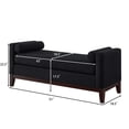 thumbnail image 5 of GZXS Black Boucle Upholstered Bench, Modern Cushioned Seating Ottoman with Pillows and Solid Wood Frame, 51"L x 18.5"W x 22.5"H, 5 of 7