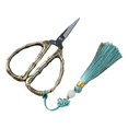 thumbnail image 2 of Chinese Household Scissors Retro Design Embroidery Scissors Carving Scissors Bamboo green tassel, 2 of 9
