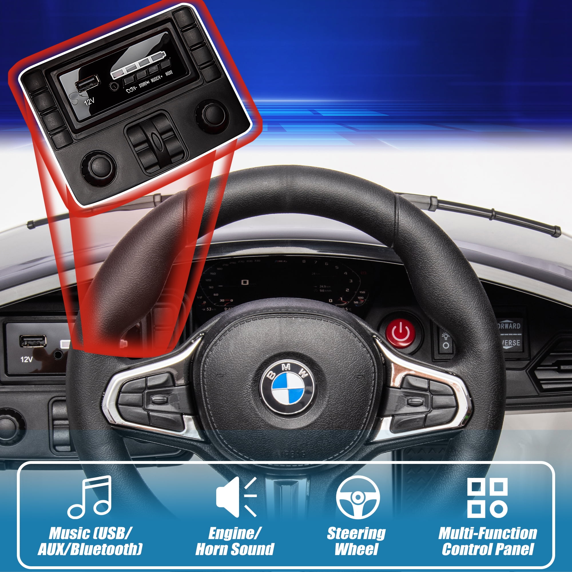 12V Ride on Cars with Remote Control, Licensed BMW M4 Battery Powered Ride on Toys for Kids Boys Girls Gifts, Kids Electric Cars Vehicle with Music, Bluetooth, Story, USB/MP3 Port, LED Light, White