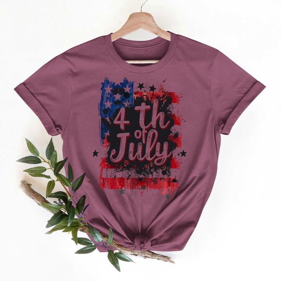 Busydd Independence Day Tops for Women Trendy Casual Comfy T Shirts for Women USA Flag Print Tshirts Round Neck Short Sleeve Going Out Tops S