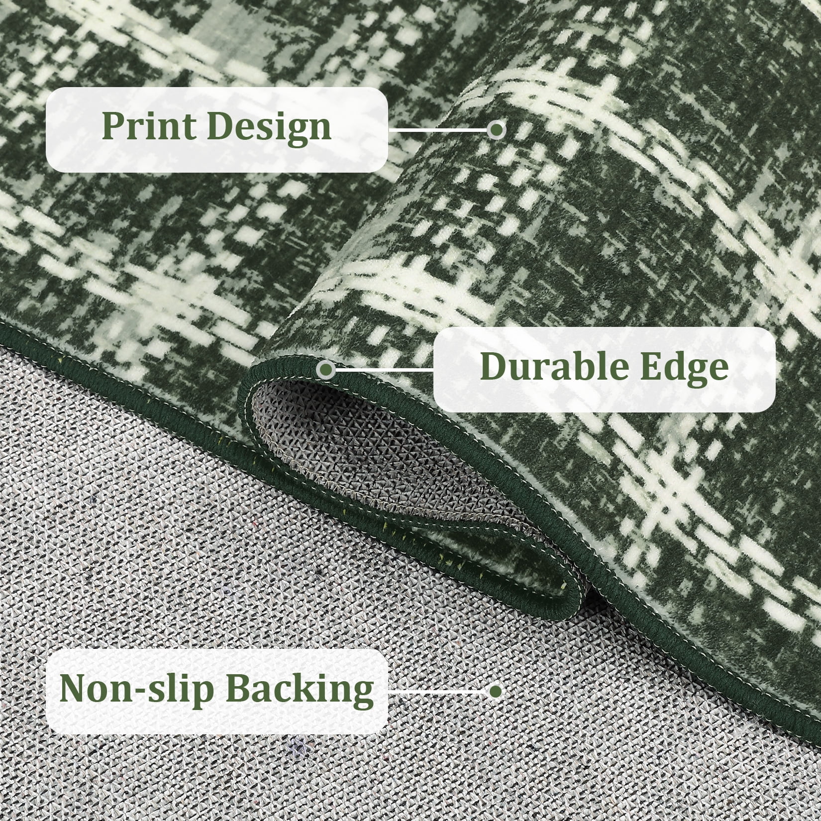 Garvee 6'x9' Area Rugs Modern Plaid Rug, Washable Geometric Rug Stain-Resistant Non Slip Indoor Rug for Living Room Dining Room Office, Green