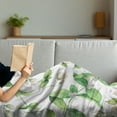 thumbnail image 3 of Jasmine Soft Flannel Fleece Throw Blanket, Organic Herbal Pattern with Springtime Floral Buds on Stems, Cozy Plush for Indoor and Outdoor Use, 50" x 70", Pale Green Fern Green, by Ambesonne, 3 of 5